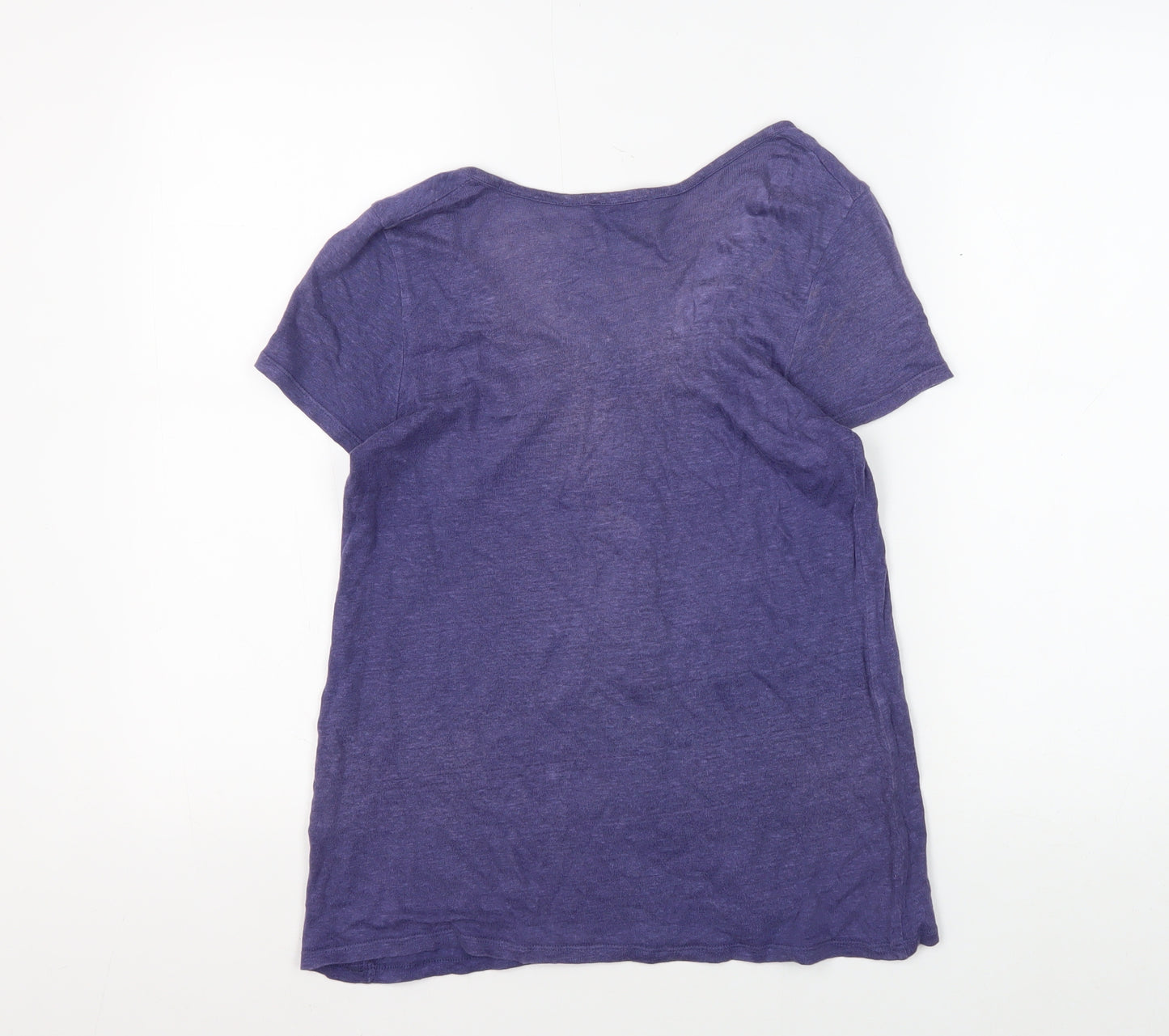 Kew Womens Purple Linen Scoop Neck T-Shirt - S