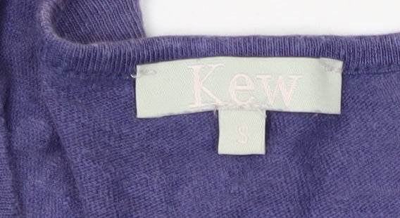 Kew Womens Purple Linen Scoop Neck T-Shirt - S