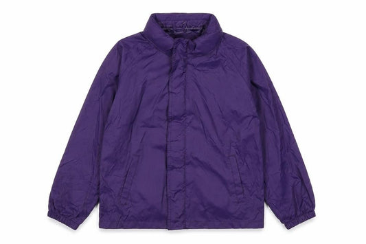 Front view of Mountain Warehouse girls’ purple windbreaker jacket 9-10 years