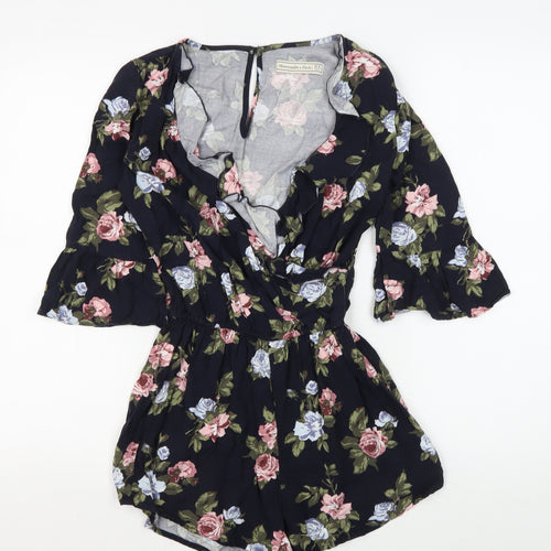 Abercrombie & Fitch Women's Black Floral Playsuit XS