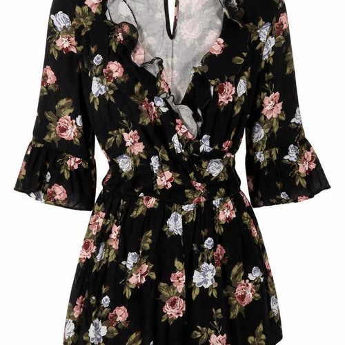Abercrombie & Fitch Women's Black Floral Playsuit XS