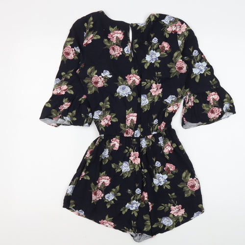 Abercrombie & Fitch Women's Black Floral Playsuit XS