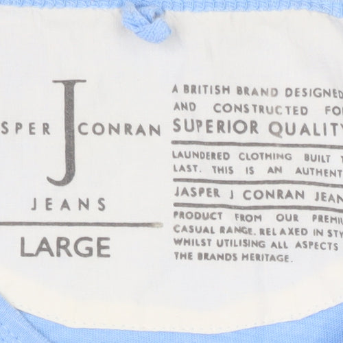 Jasper Conran Men's Blue Cotton Crew Neck T-Shirt L