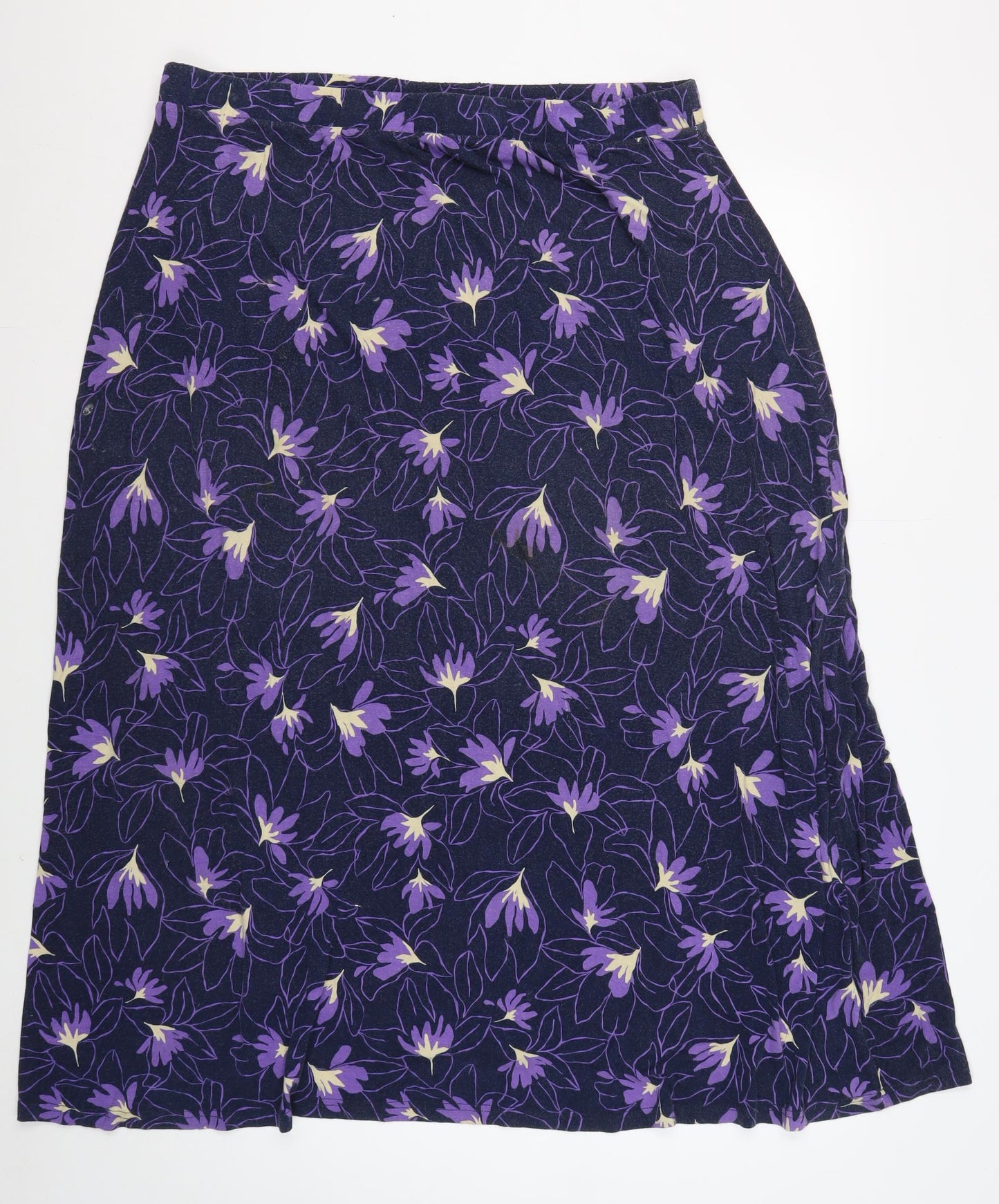 WoolOvers Women's Purple Floral Skirt XL