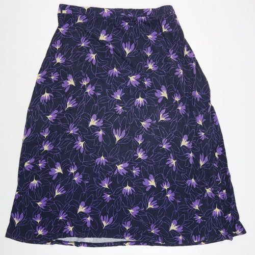 WoolOvers Women's Purple Floral Skirt XL