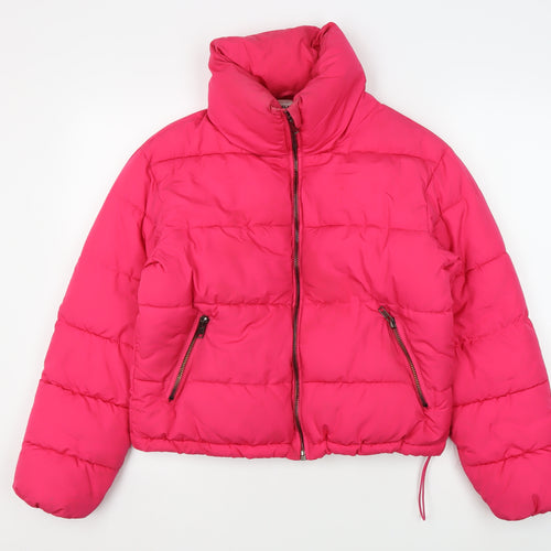 Glamorous Women's Pink Puffer Jacket - Size 6, Winter