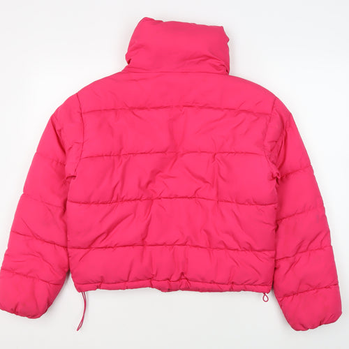 Glamorous Women's Pink Puffer Jacket - Size 6, Winter