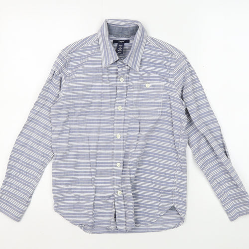 GapKids Boys Blue Striped Button-Up Shirt 8-9 Years
