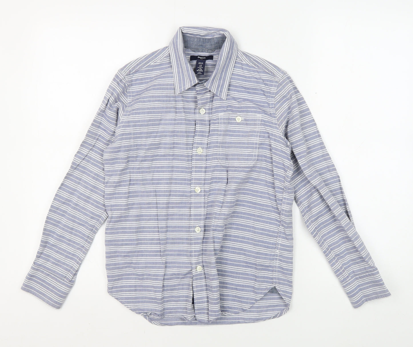 GapKids Boys Blue Striped Button-Up Shirt 8-9 Years