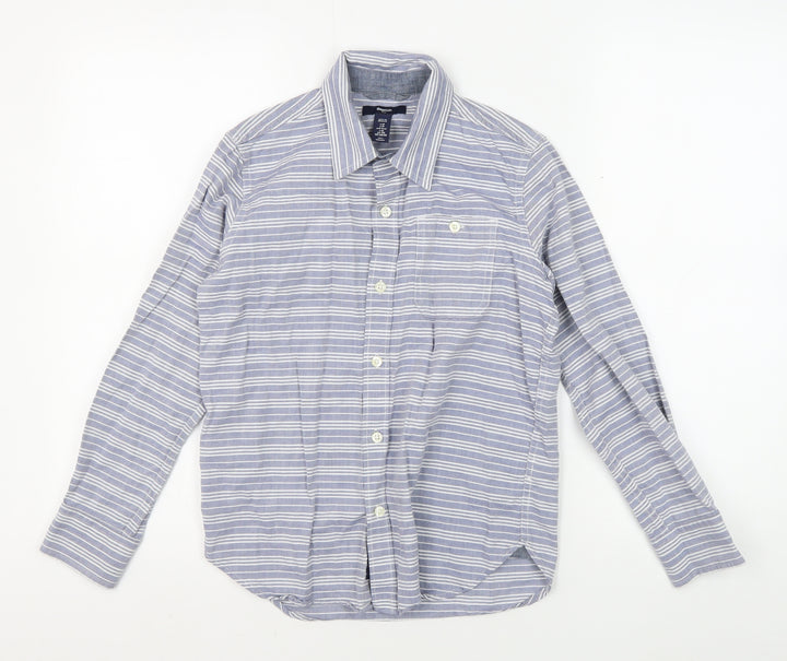 GapKids Boys Blue Striped Button-Up Shirt 8-9 Years