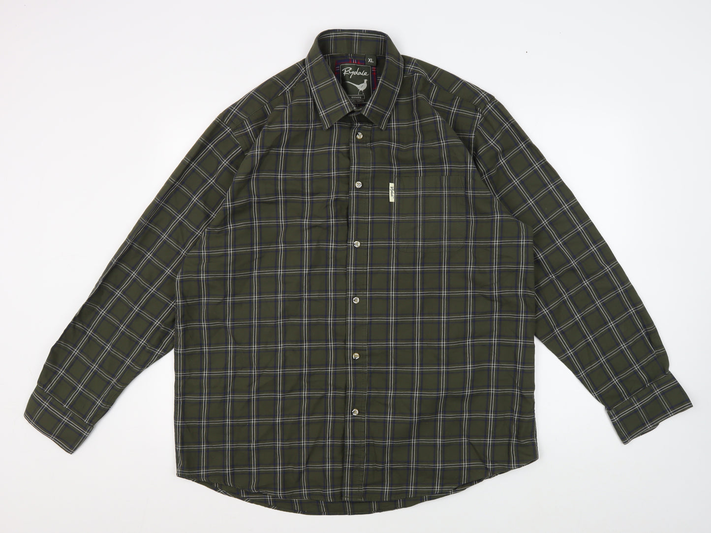 Rydale Men's Green Plaid Button-Up Shirt XL