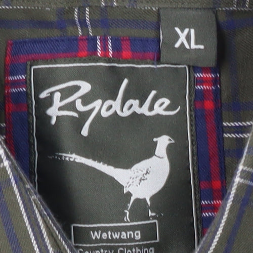 Rydale Men's Green Plaid Button-Up Shirt XL