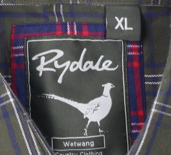 Rydale Men's Green Plaid Button-Up Shirt XL