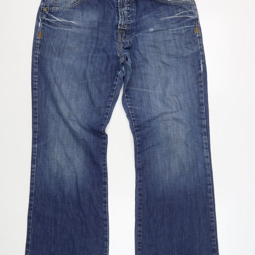 Men's Blue Straight Leg Cotton Jeans 34R 86cm Low Rise