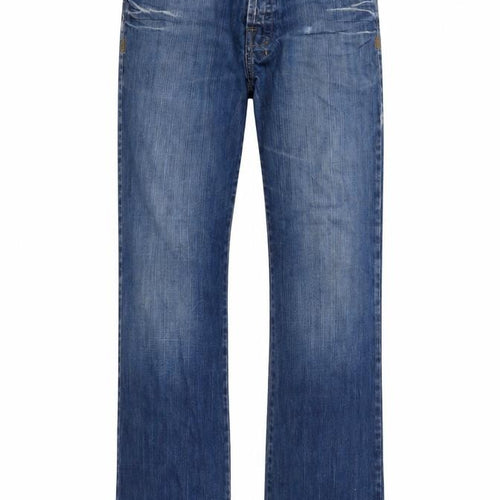 Men's Blue Straight Leg Cotton Jeans 34R 86cm Low Rise