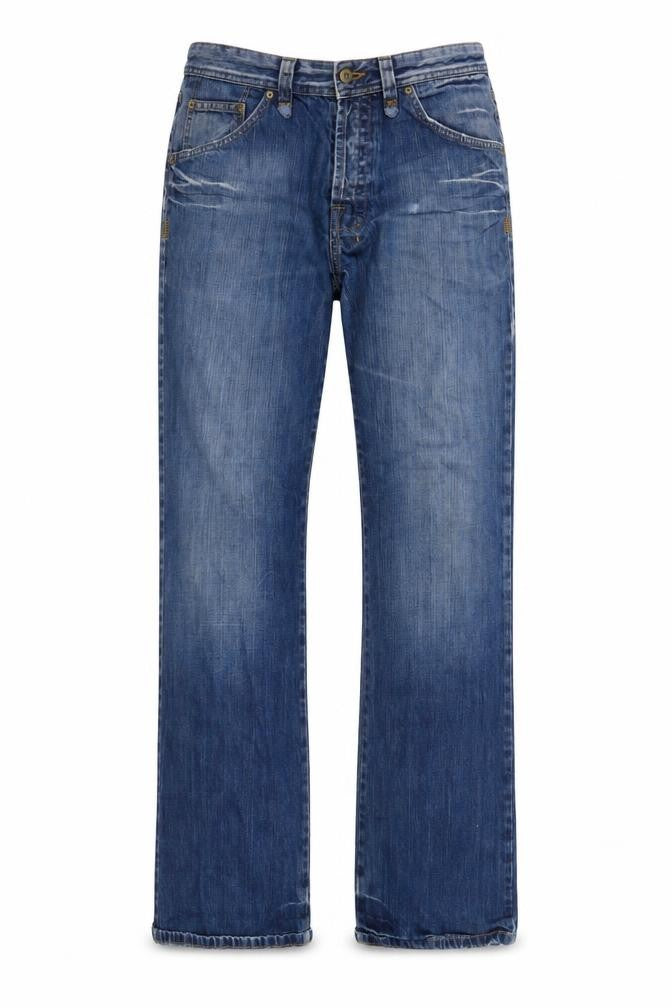 Men's Blue Straight Leg Cotton Jeans 34R 86cm Low Rise