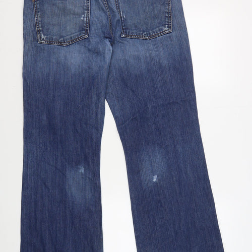 Men's Blue Straight Leg Cotton Jeans 34R 86cm Low Rise