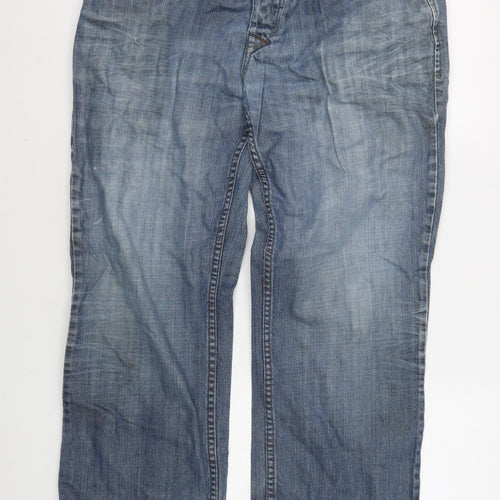 Crafted Men's Blue 34 Regular Fit Denim Jeans