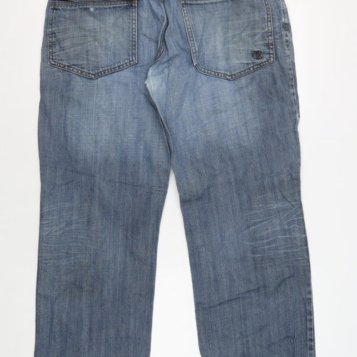 Crafted Men's Blue 34 Regular Fit Denim Jeans
