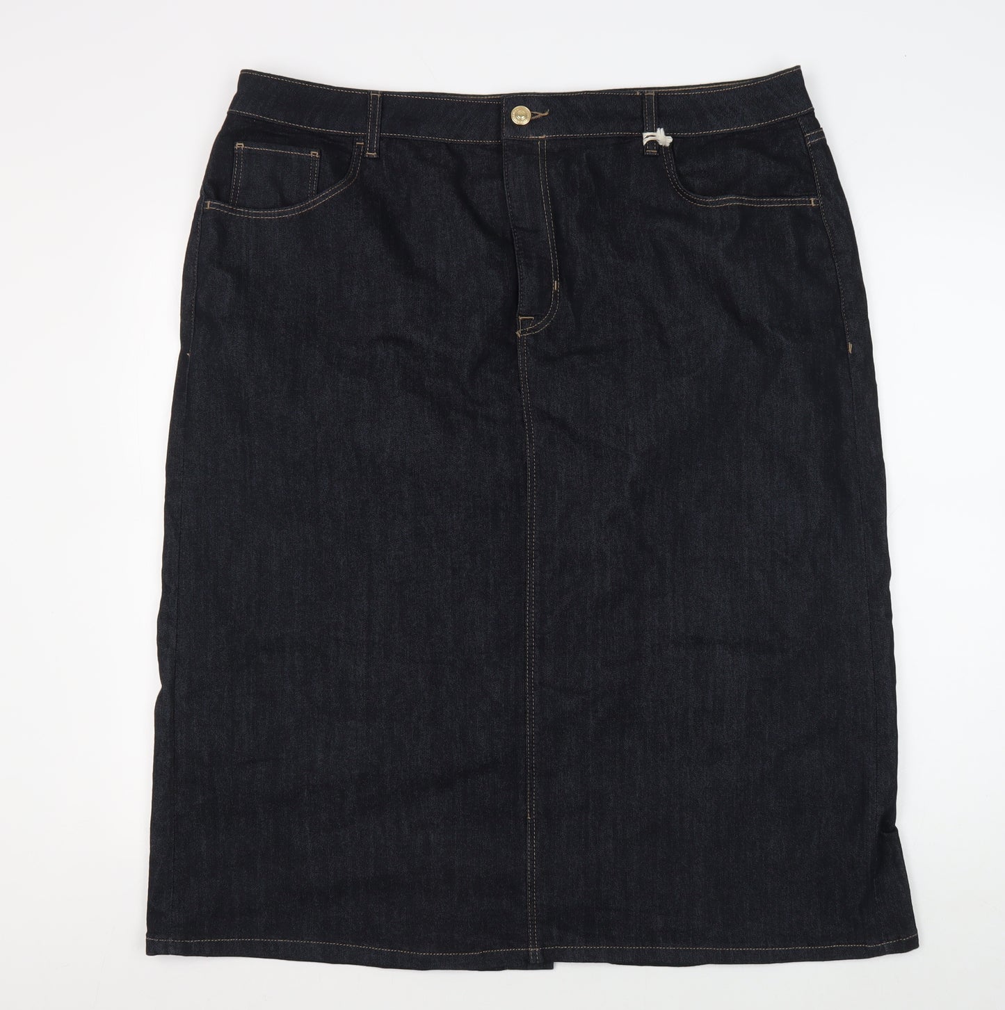 Marks and Spencer Women's Black Denim Midi Skirt Size 22