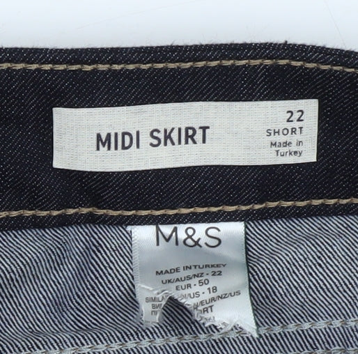 Marks and Spencer Women's Black Denim Midi Skirt Size 22