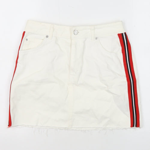 Topshop Women’s White 10 Straight Short Skirt with Pockets