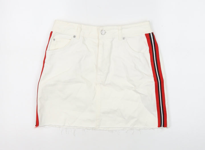 Topshop Women’s White 10 Straight Short Skirt with Pockets