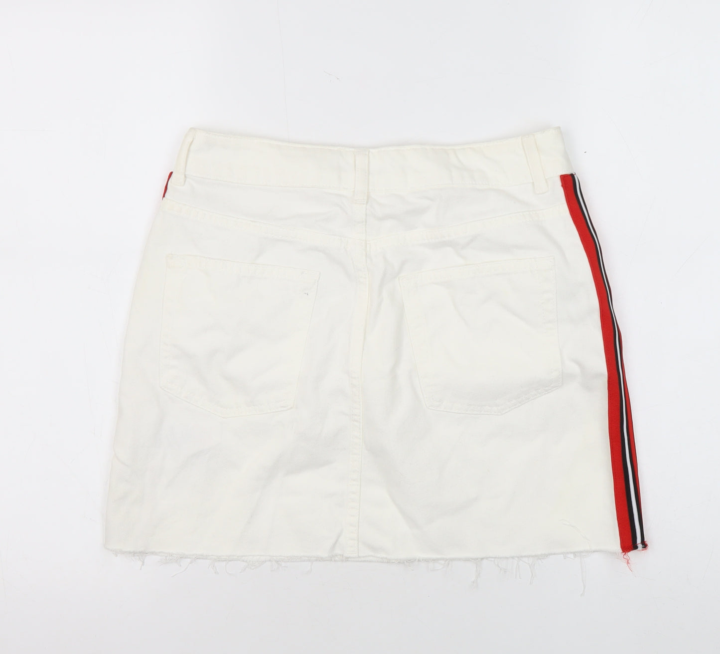 Topshop Women’s White 10 Straight Short Skirt with Pockets