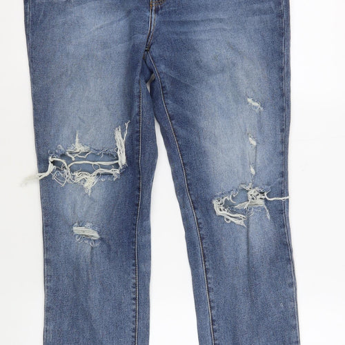 KanCan Women's Blue Straight Jeans, Size 9, Distressed