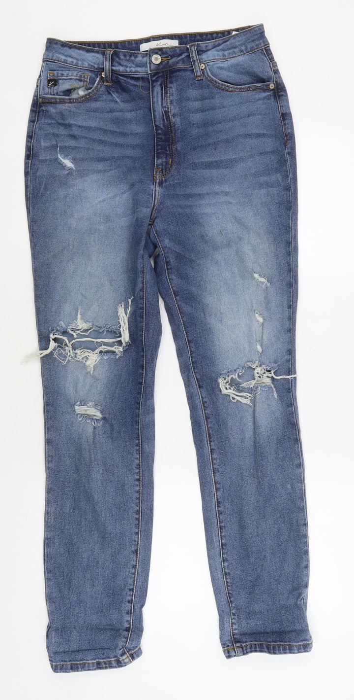 KanCan Women's Blue Straight Jeans, Size 9, Distressed