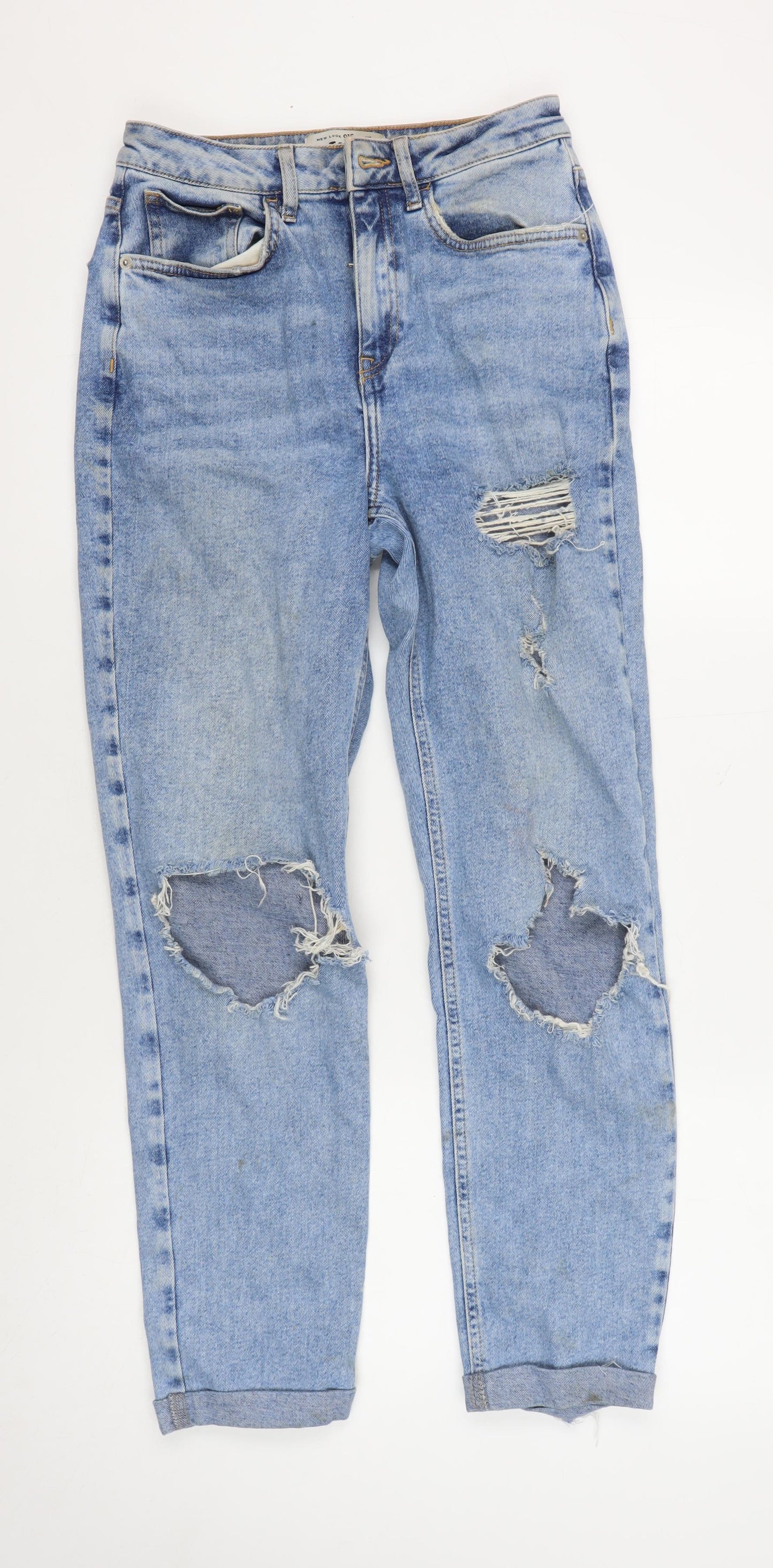 New Look Girls Blue Ripped Jeans Size 14 Casual Light Denim