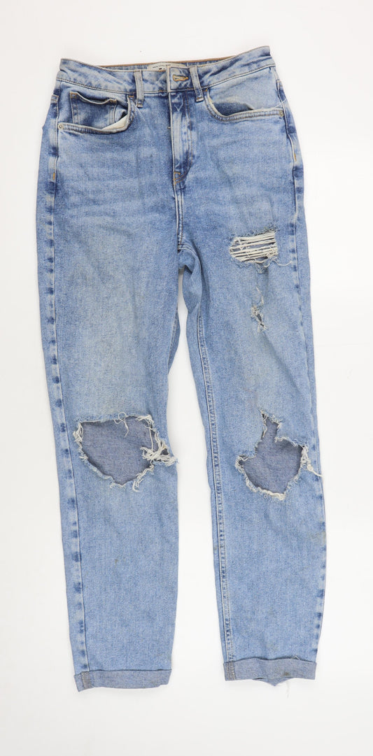 New Look Girls Blue Ripped Jeans Size 14 Casual Light Denim
