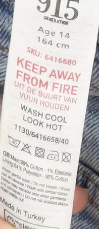 New Look Girls Blue Ripped Jeans Size 14 Casual Light Denim