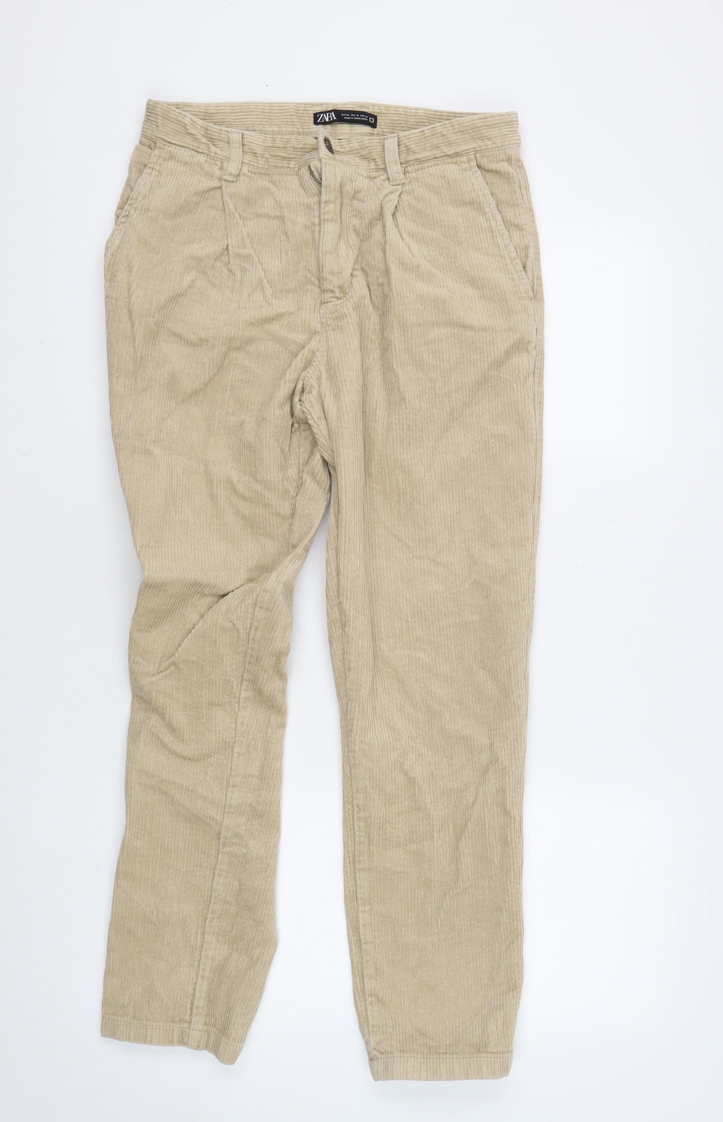 Zara Men's Beige Corduroy Trousers Size 30