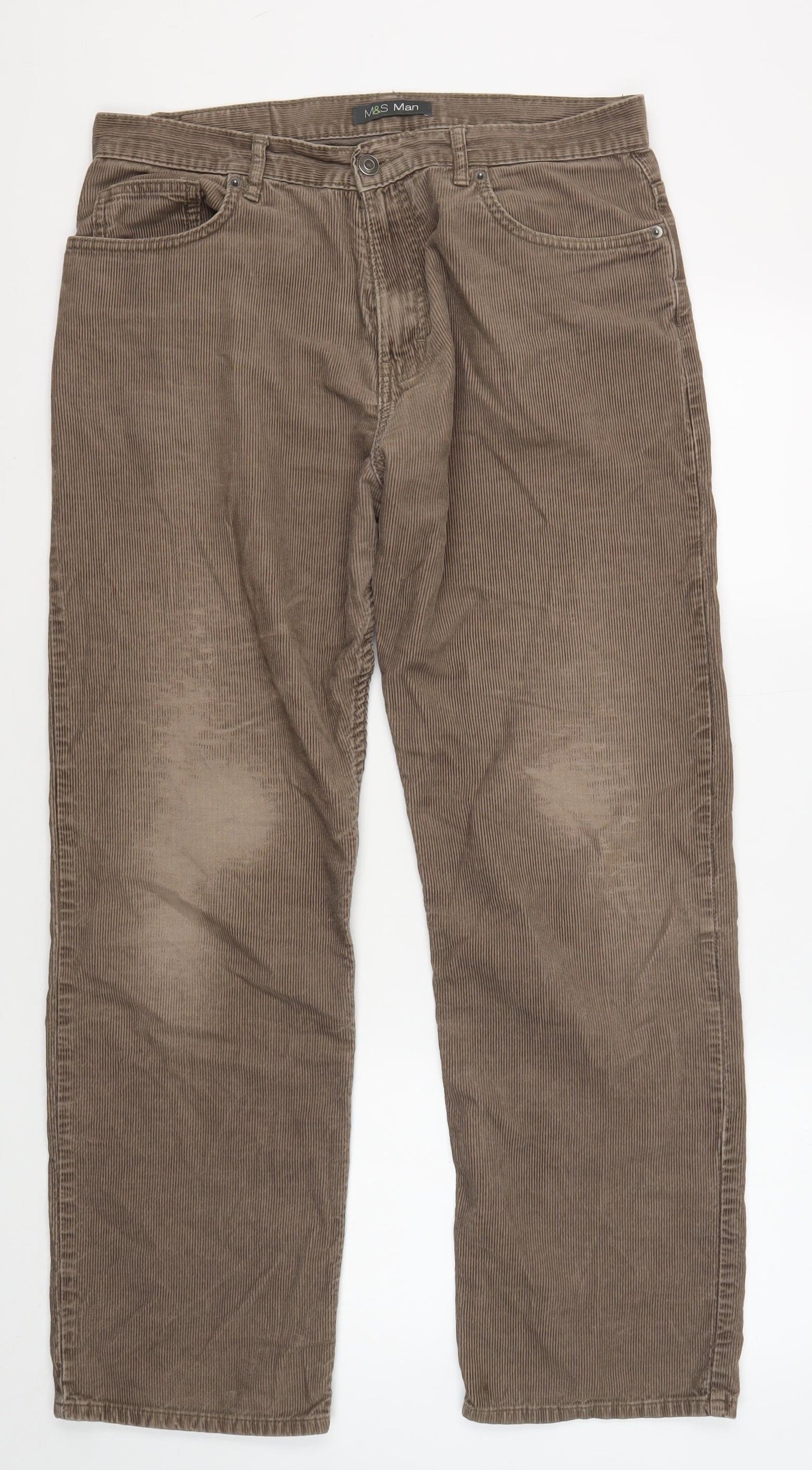 Marks and Spencer Beige Corduroy Trousers, Size 34