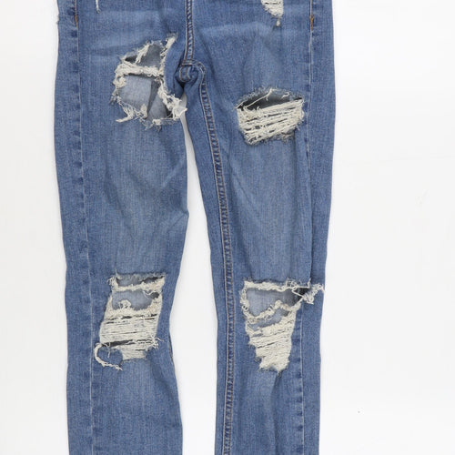 Topshop Women's Blue Skinny Distressed Jeans Size 4