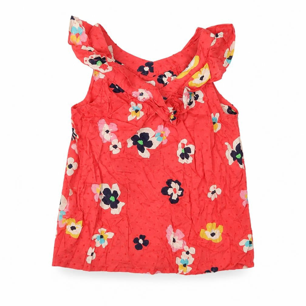 GAP Kids Girls Red Floral Tunic Blouse M - Spring Chic