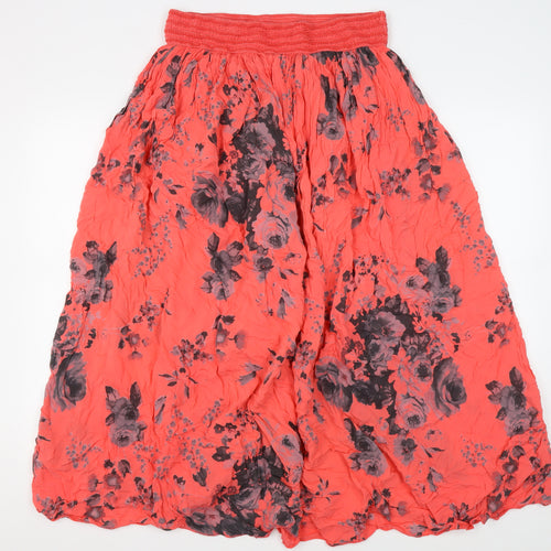 Ambra Women's Red Floral Midi Skirt 1X