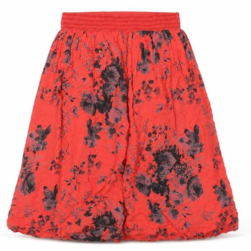 Ambra Women's Red Floral Midi Skirt 1X