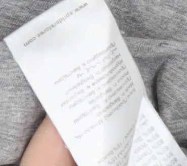 Women's Grey V-Neck T-Shirt with Ruffle Accent