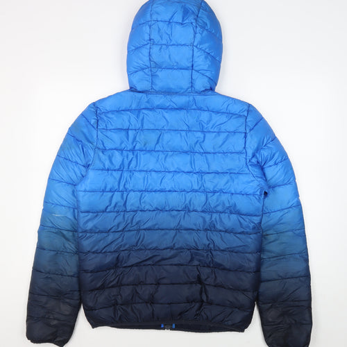 Next Boys Blue Puffer Jacket Size 15 Years Hooded Ombré
