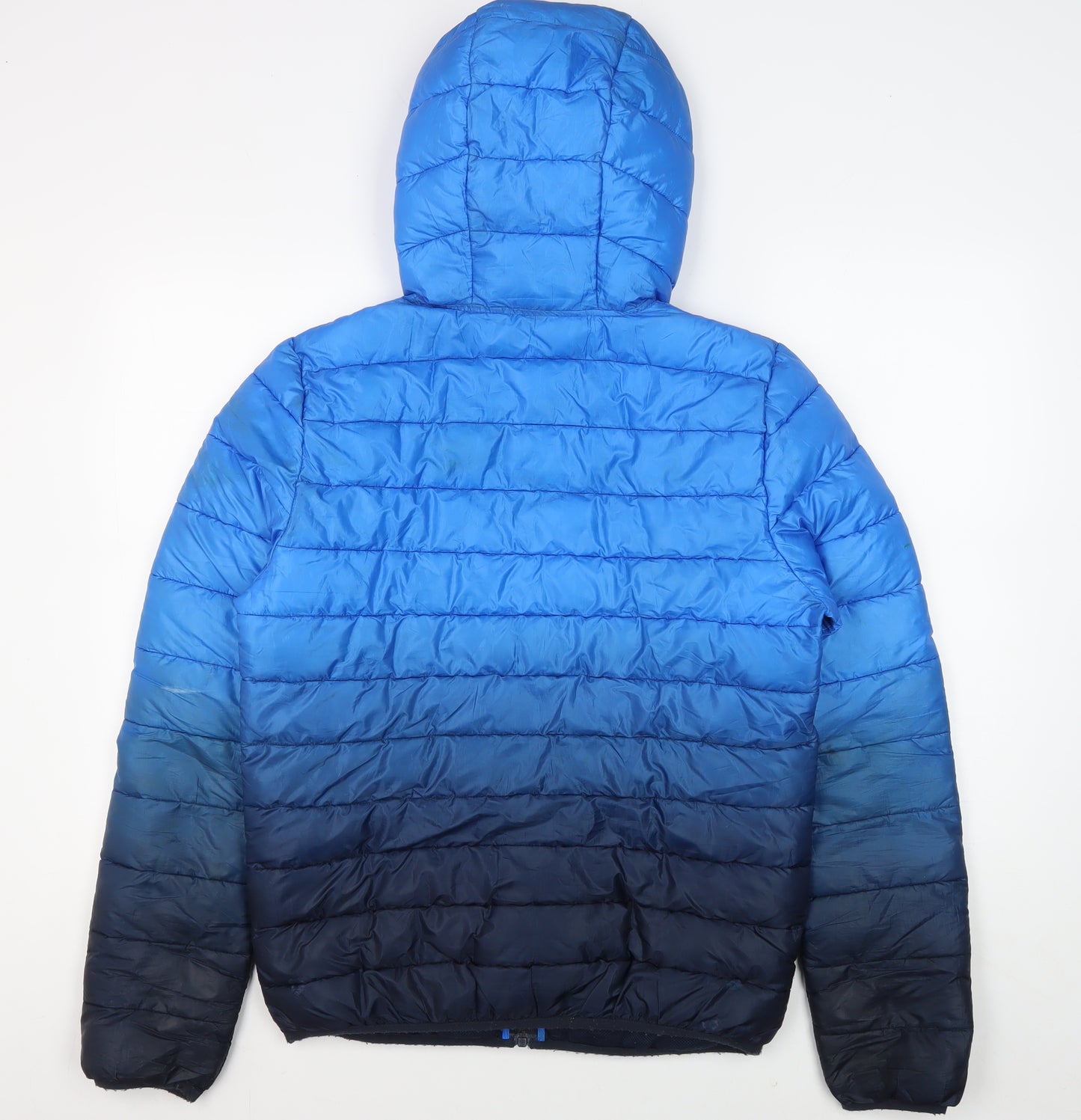 Next Boys Blue Puffer Jacket Size 15 Years Hooded Ombré