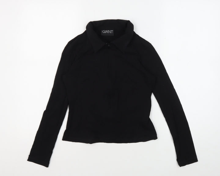 Giant Women's Black Collared Long Sleeve Top M