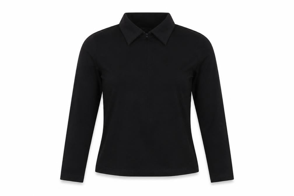 Front view of GANT Women's Black Collared Long Sleeve Top M