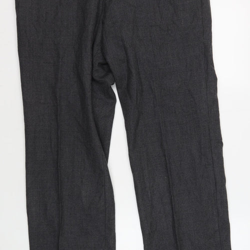 Marks and Spencer Men's Grey Wool Check Trousers, Size 36