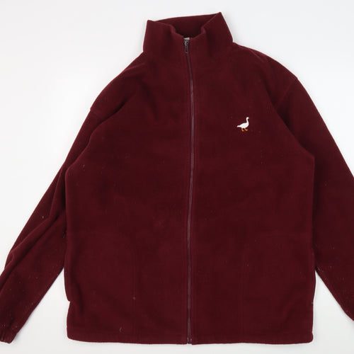 G&G Men's Red Fleece L Zipped Basic Jacket