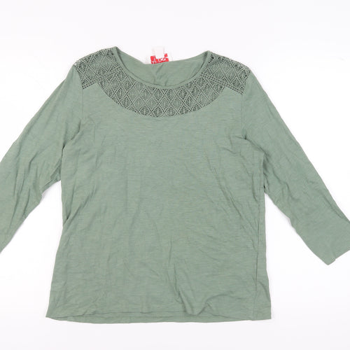 Afibel Women's Green Crochet Accent Blouse UK 10/12