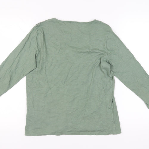 Afibel Women's Green Crochet Accent Blouse UK 10/12