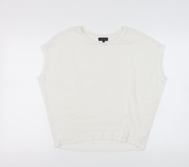 New Look Women's White Knit Top Size 10