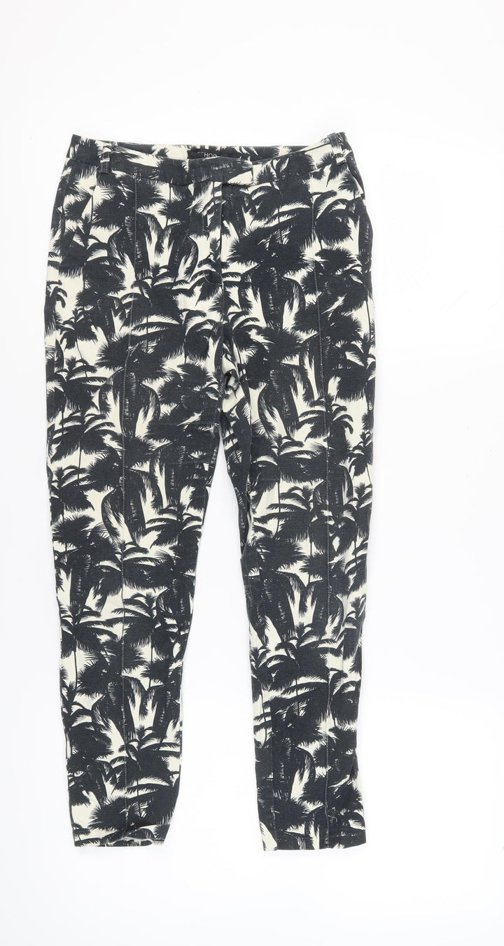Topshop Women's Black Floral Trousers, Size 10